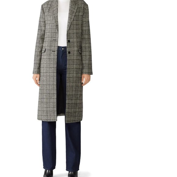 Grey Plaid Tailored Coat, Size XL - Picture 3 of 12